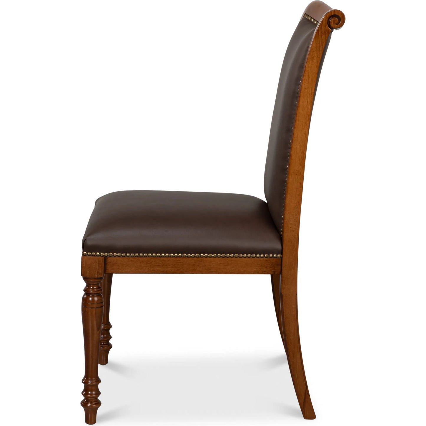 004 SI-2238708 | Additional Silo | Camile Leather Side Chair by Sarreid Ltd. in sierra brown and old world walnut. Made from leather, walnut in a unique style.