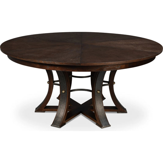 Tower Jupe Dining Table by Sarreid Ltd.. Made from oak, textured iron in a transitional style.