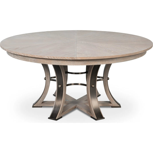 Tower Jupe Dining Table by Sarreid Ltd.. Made from oak, textured iron in a transitional style.