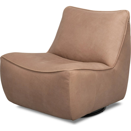 Kennett Swivel Chair by Sarreid Ltd.. Made from leather in a traditional style.