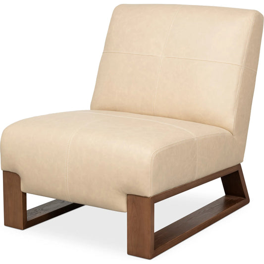 Wylam Leather Chair by Sarreid Ltd. in cappuccino white. Made from leather in a traditional style.