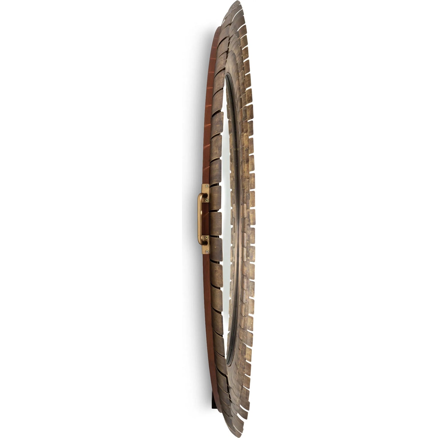 005 SI-2447891 | Additional Silo | Mistral Wall Mirror by Sarreid Ltd. in brass. Made from brass, clear mirror in a unique style.