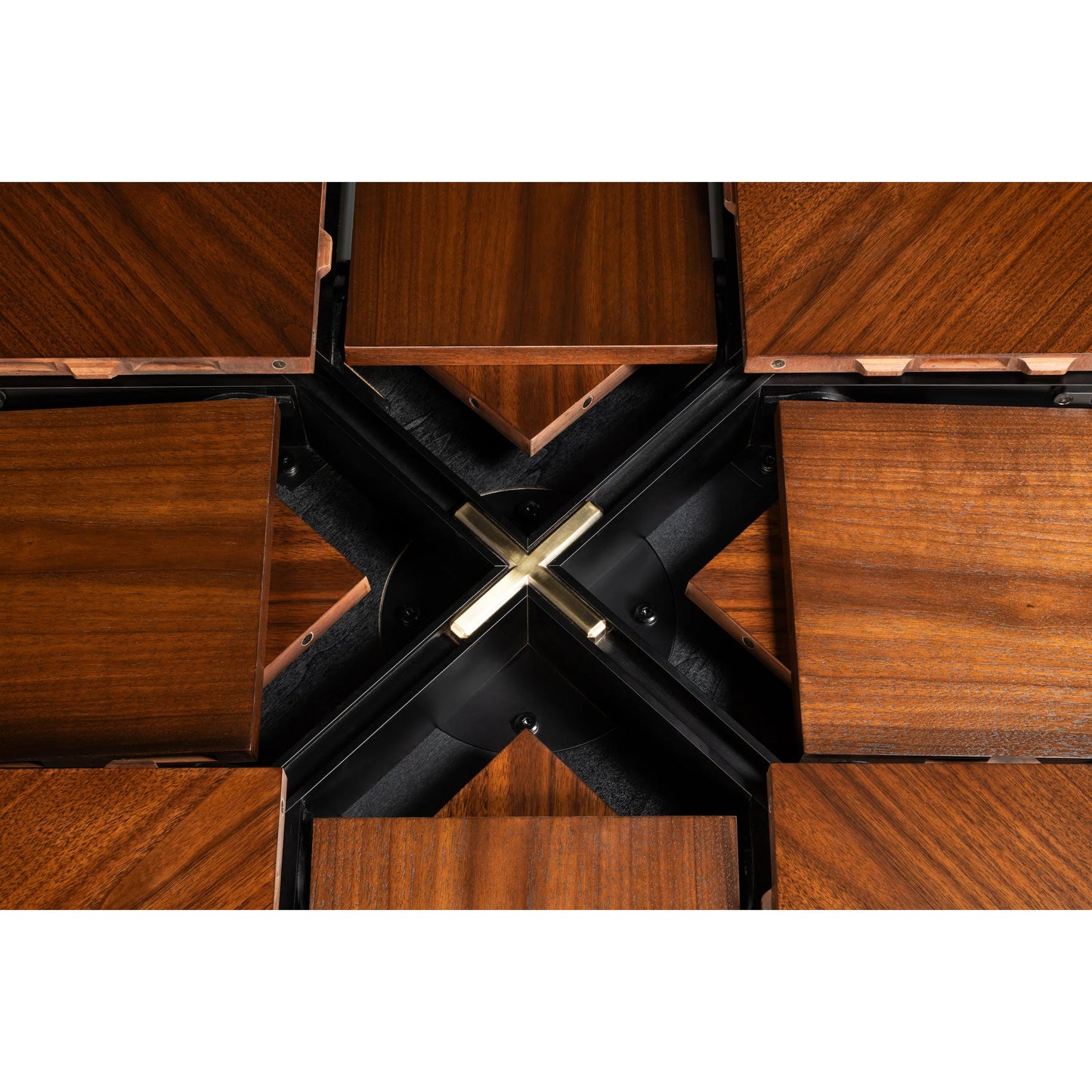 009 SI-2378481 | Closeup | Brooklyn Jupe Table by Sarreid Ltd. in walnut. Made from black walnut in a unique style.