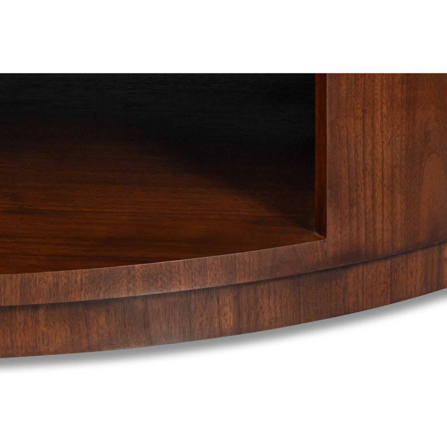 009 SI-2439039 | Closeup | Vero Cocktail Table by Sarreid Ltd. in walnut. Made from dark walnut in a unique style.
