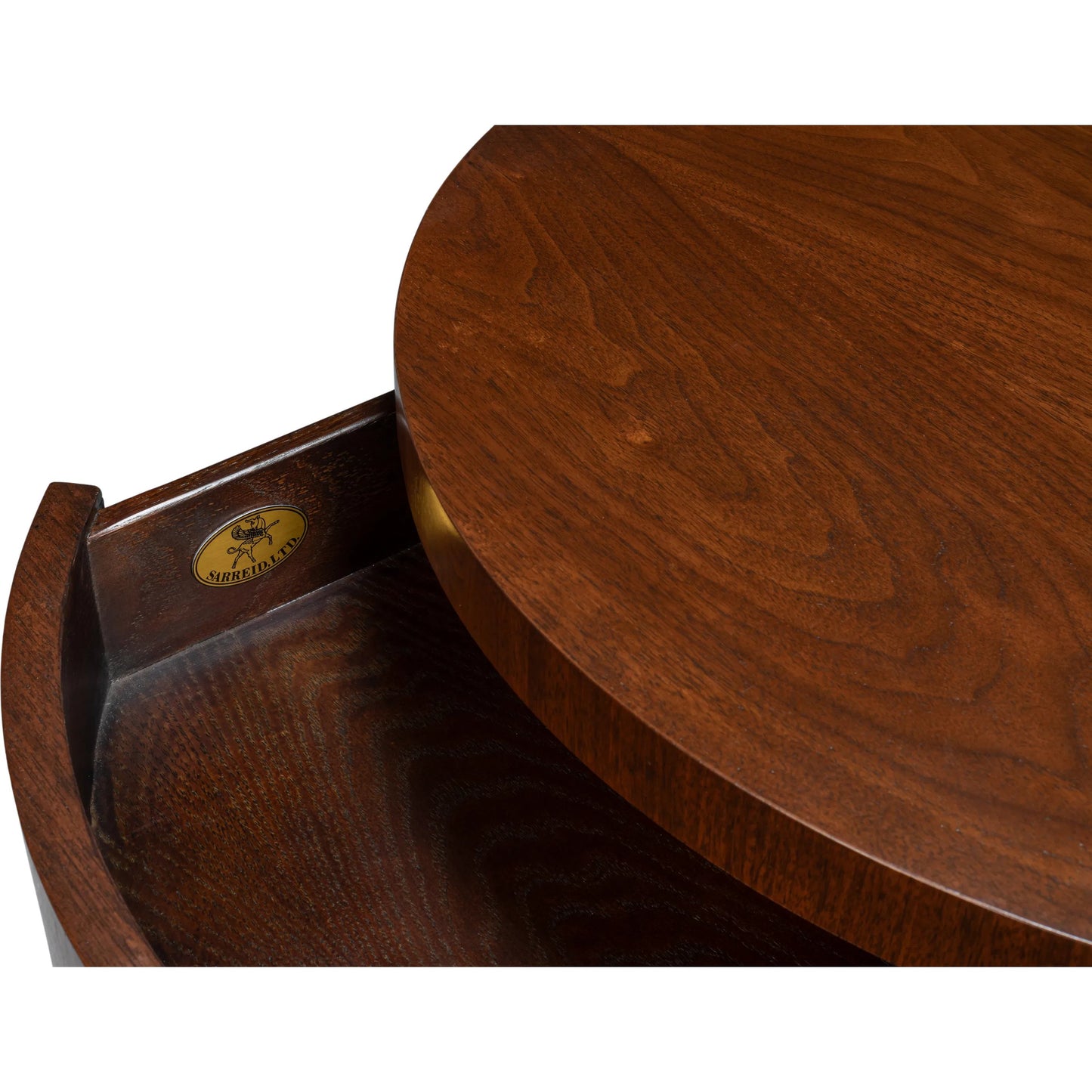 010 SI-2439039 | Closeup | Vero Cocktail Table by Sarreid Ltd. in walnut. Made from dark walnut in a unique style.