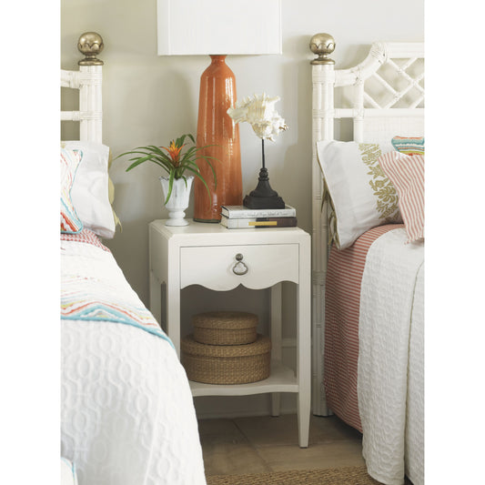 Water Street Bedside Table by Tommy Bahama Home in ivory. Made from unique in a transitional style.