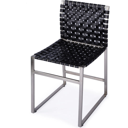 Urban Woven Leather Side Chair by Butler Specialty Company. Made from iron, leather, steel nailheads in a modern style.