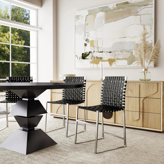 Urban Woven Leather Side Chair by Butler Specialty Company. Made from iron, leather, steel nailheads in a modern style.