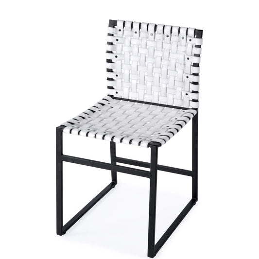 Urban Woven Leather Side Chair by Butler Specialty Company. Made from iron, leather, steel nailheads in a modern style.