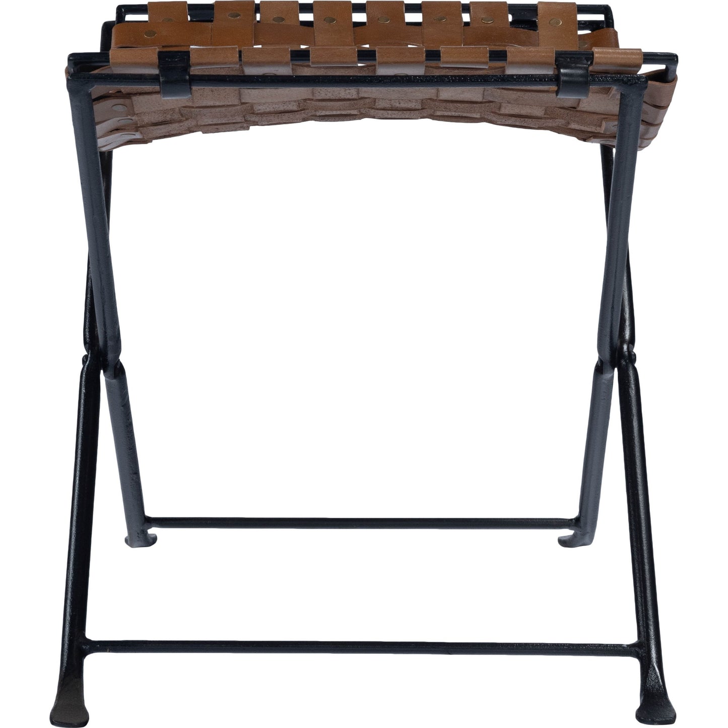 002 SR-770470 | Additional Silo | Karma Stool by Butler Specialty Company in medium brown and brown leather. Made from iron, real leather, steel metal nail heads in a rustic style.