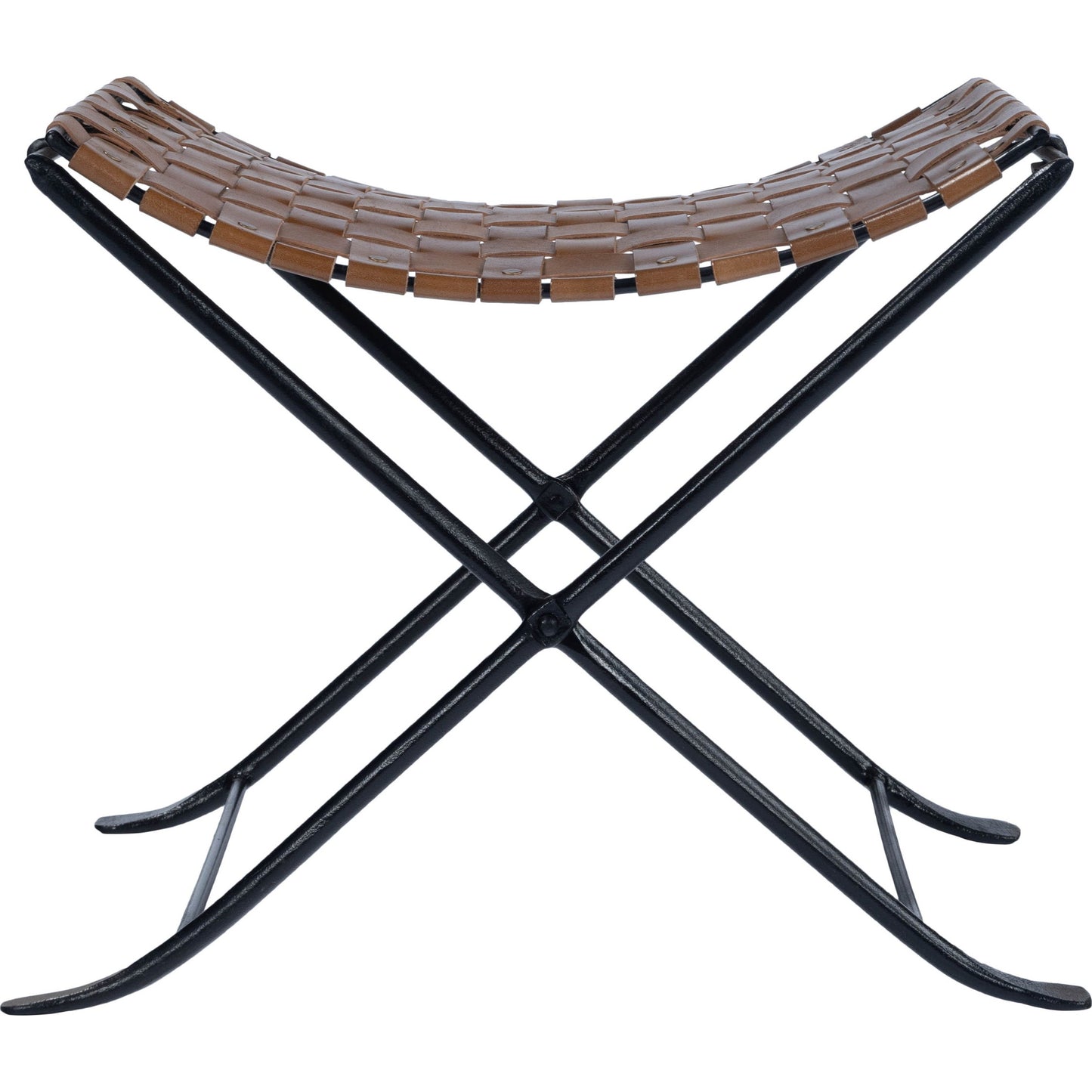 003 SR-770470 | Additional Silo | Karma Stool by Butler Specialty Company in medium brown and brown leather. Made from iron, real leather, steel metal nail heads in a rustic style.