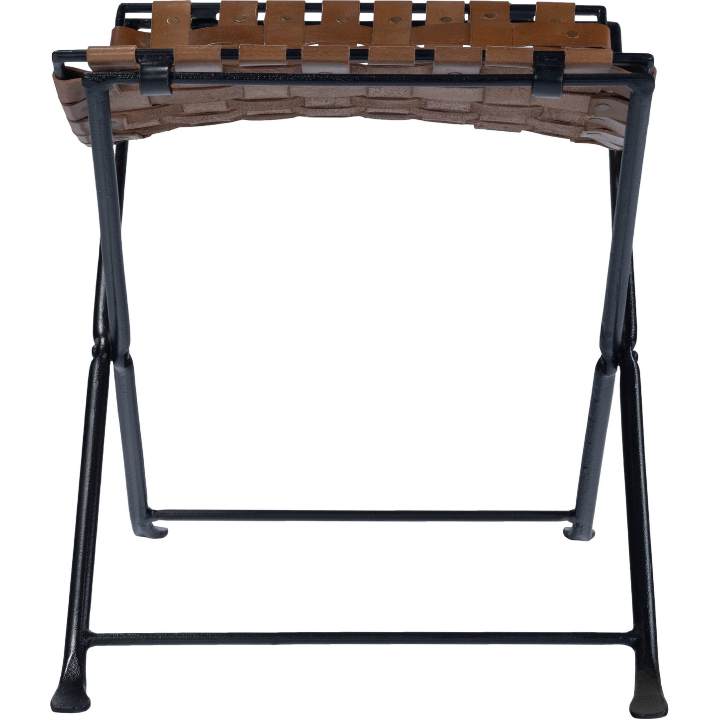 004 SR-770470 | Additional Silo | Karma Stool by Butler Specialty Company in medium brown and brown leather. Made from iron, real leather, steel metal nail heads in a rustic style.
