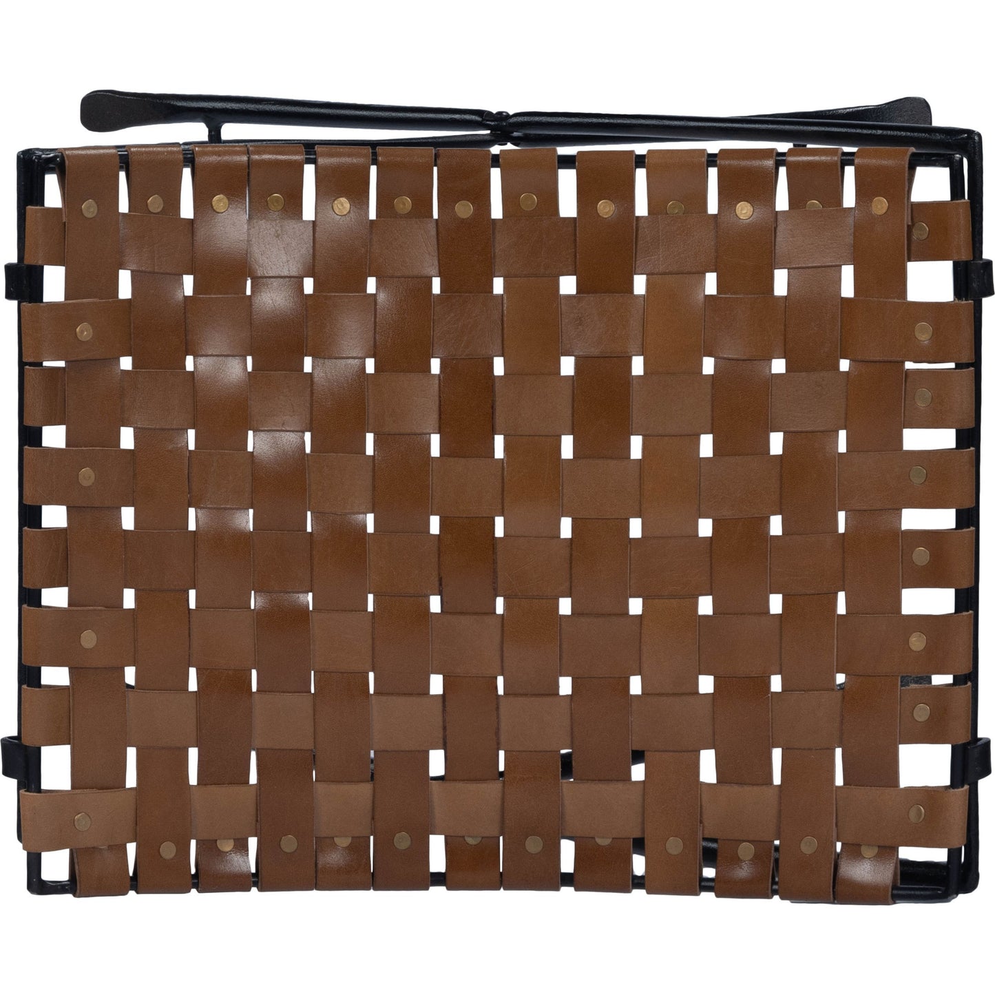 006 SR-770470 | Additional Silo | Karma Stool by Butler Specialty Company in medium brown and brown leather. Made from iron, real leather, steel metal nail heads in a rustic style.