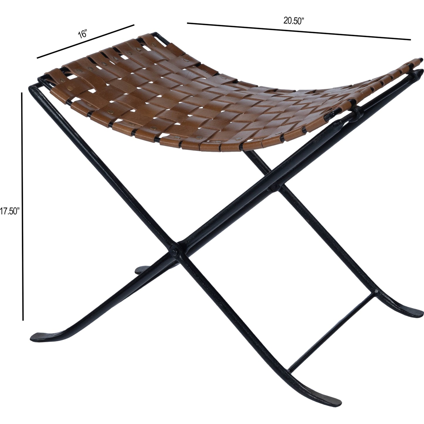 009 SR-770470 | Additional Silo | Karma Stool by Butler Specialty Company in medium brown and brown leather. Made from iron, real leather, steel metal nail heads in a rustic style.