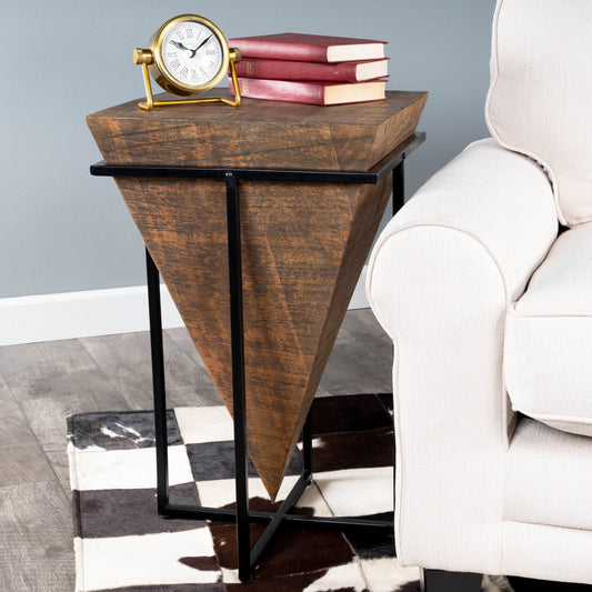 Gulnaria Accent Table by Butler Specialty Company in natural wood and butler loft. Made from mango wood solids, iron, powder coat in a modern style.