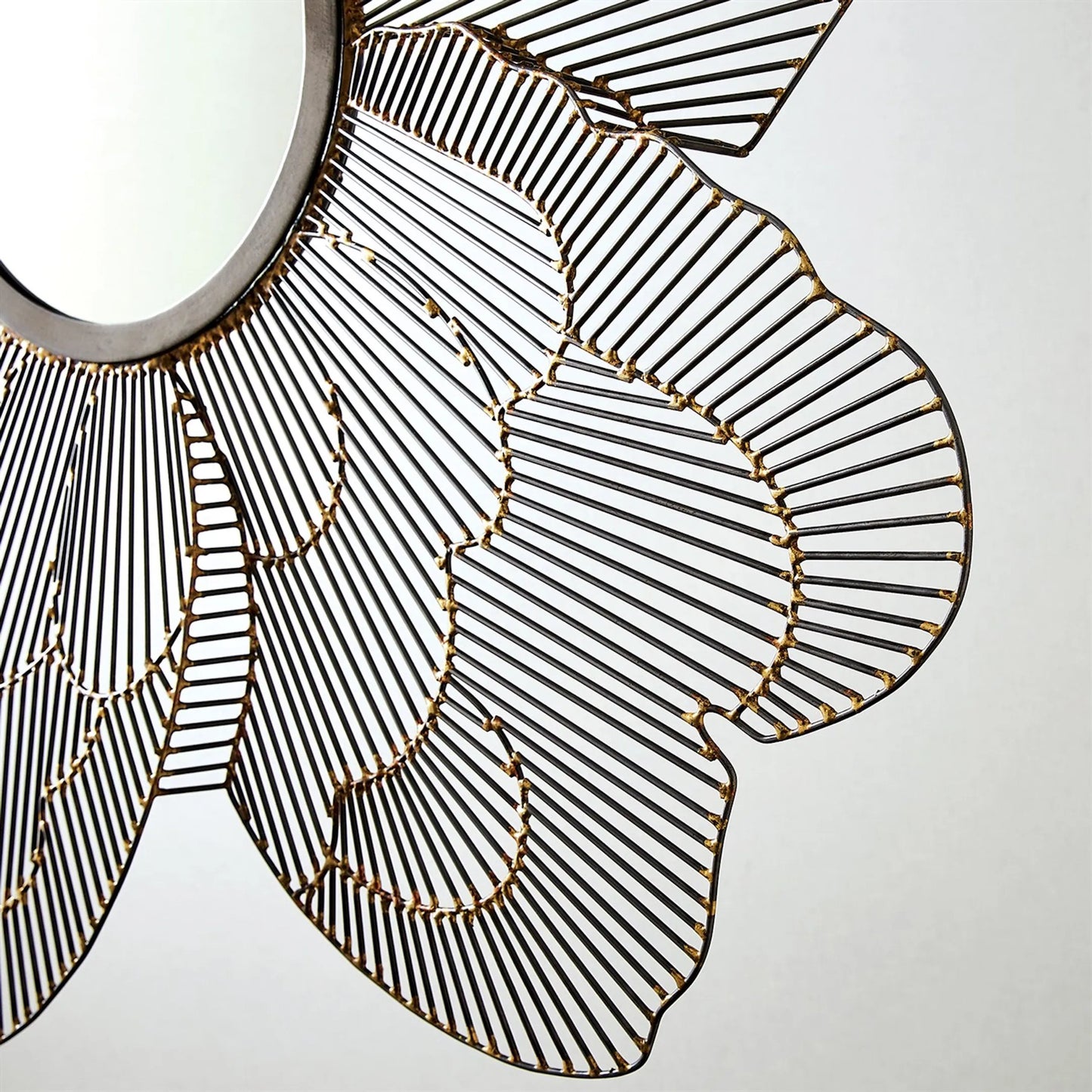 002 SR-701899 | Closeup | Poppy Mirror by Global Views in natural iron. Made from mdf, iron, mirror in a eclectic & global style.