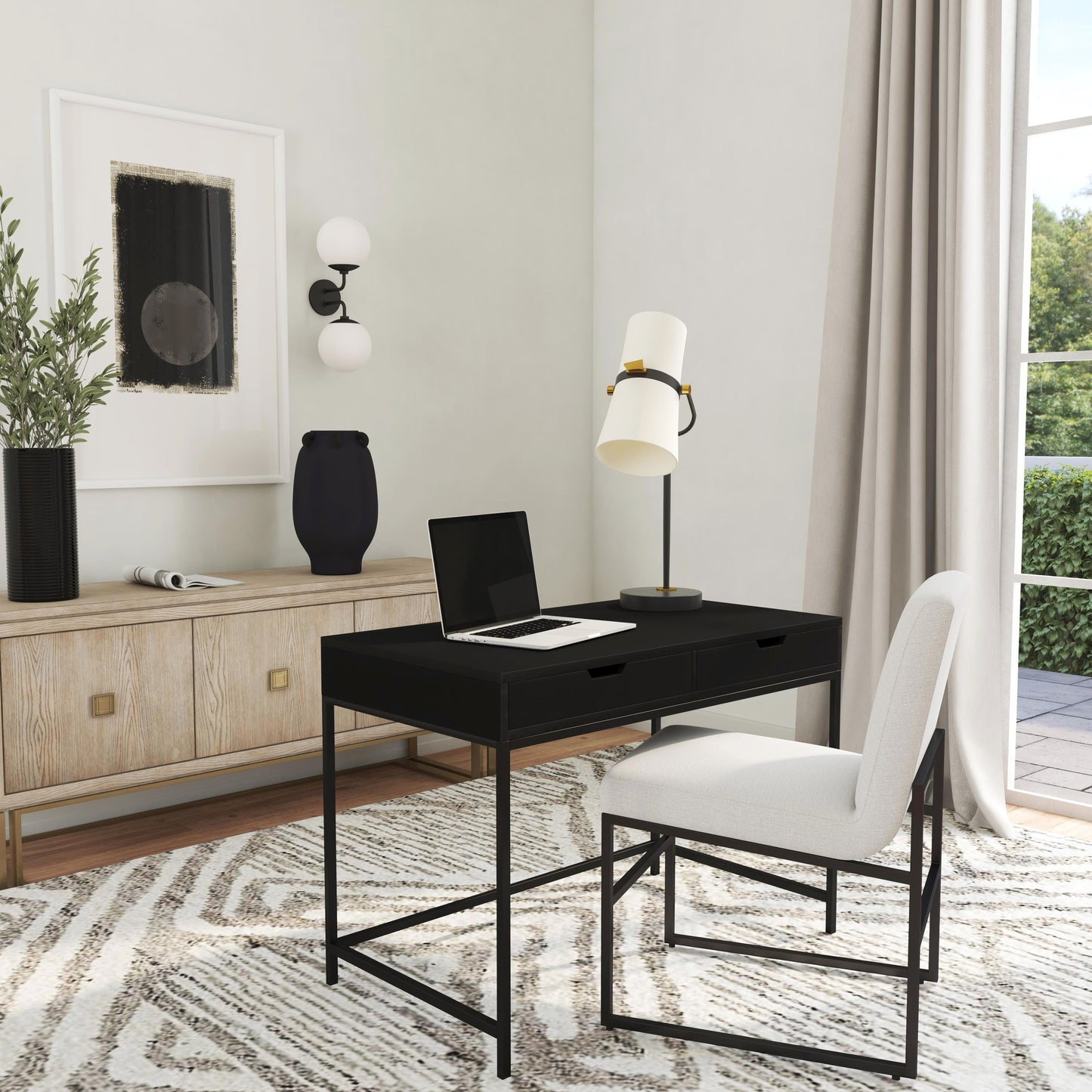 016 SI-1822241 | Lifestyle | Belka Desk by Butler Specialty Company. Made from rubberwood, mahogany wood, iron in a modern style.