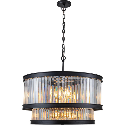 001 SI-2536965 | Primary Silo | Double Take 14 Light 2-TIER Pendant by Varaluz in black. Made from steel, crystal in a unique style.