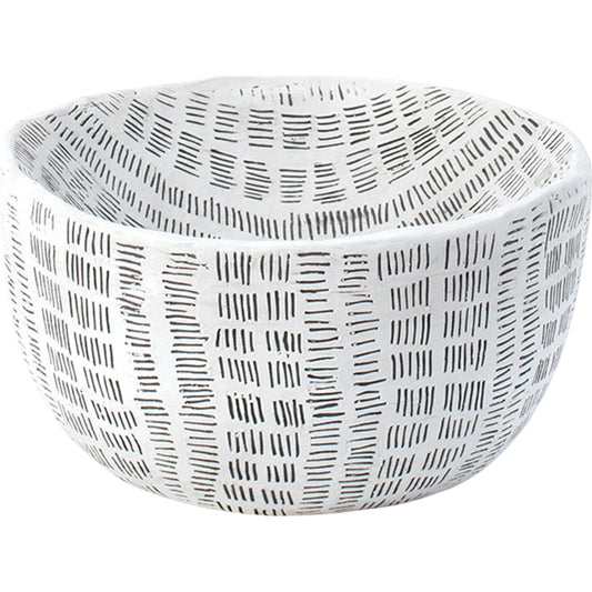 001 SI-2323625 | Primary Silo | Frequency Round Bowl by Global Views in white and black. Made from unique in a rustic style.