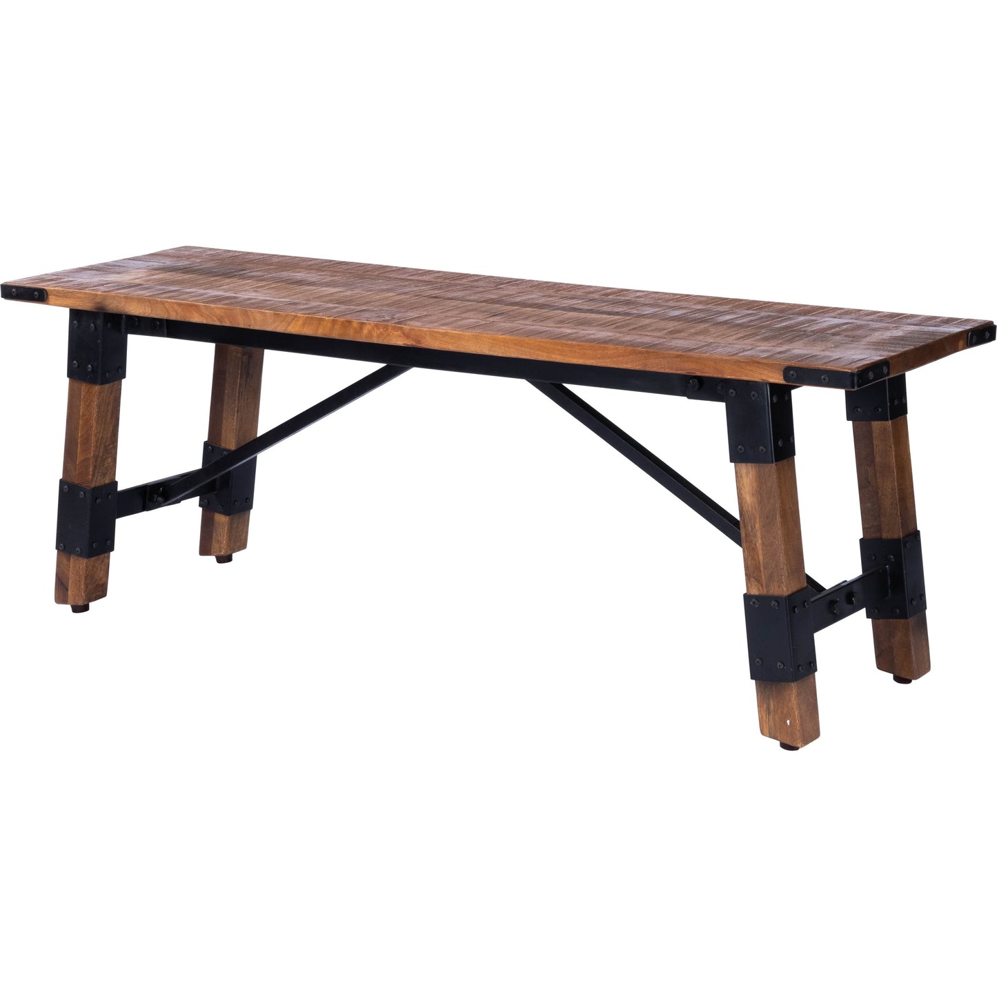 001 SR-789720 | Additional Silo | Masterson Bench by Butler Specialty Company in natural wood and industrial chic. Made from mango wood, iron: black metal finish, seat height 18-1, 2" h in a rustic style.