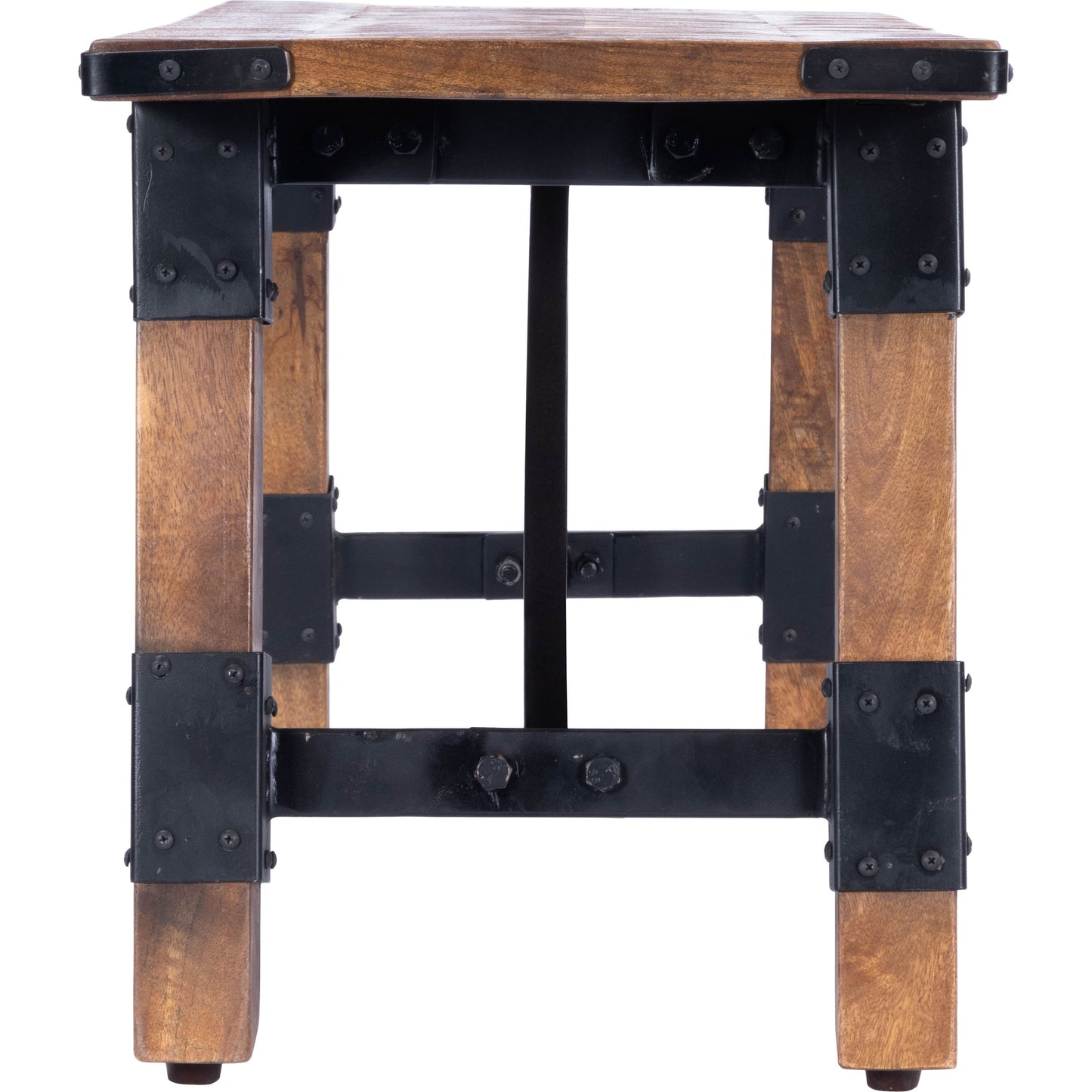 002 SR-789720 | Additional Silo | Masterson Bench by Butler Specialty Company in natural wood and industrial chic. Made from mango wood, iron: black metal finish, seat height 18-1, 2" h in a rustic style.