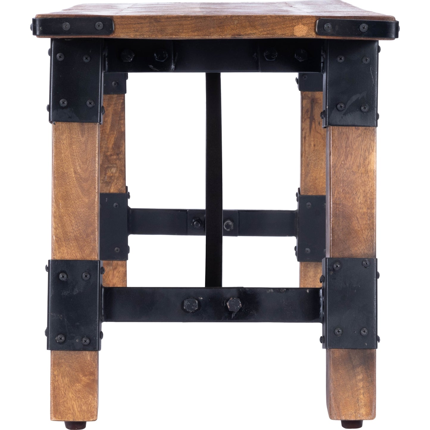 006 SR-789720 | Additional Silo | Masterson Bench by Butler Specialty Company in natural wood and industrial chic. Made from mango wood, iron: black metal finish, seat height 18-1, 2" h in a rustic style.