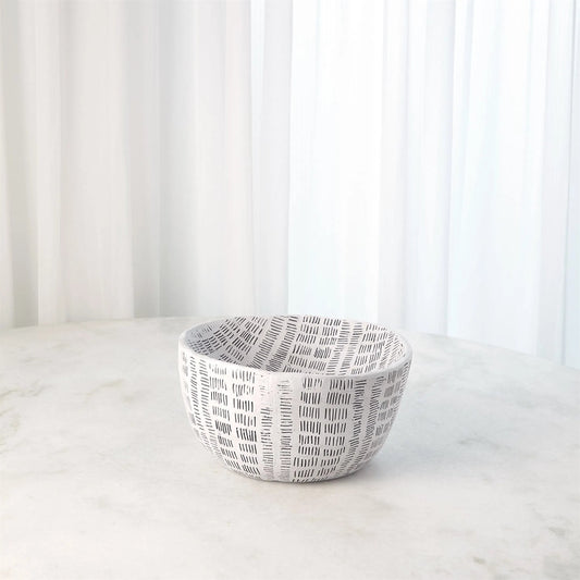 Frequency Round Bowl by Global Views in white and black. Made from unique in a unique style.