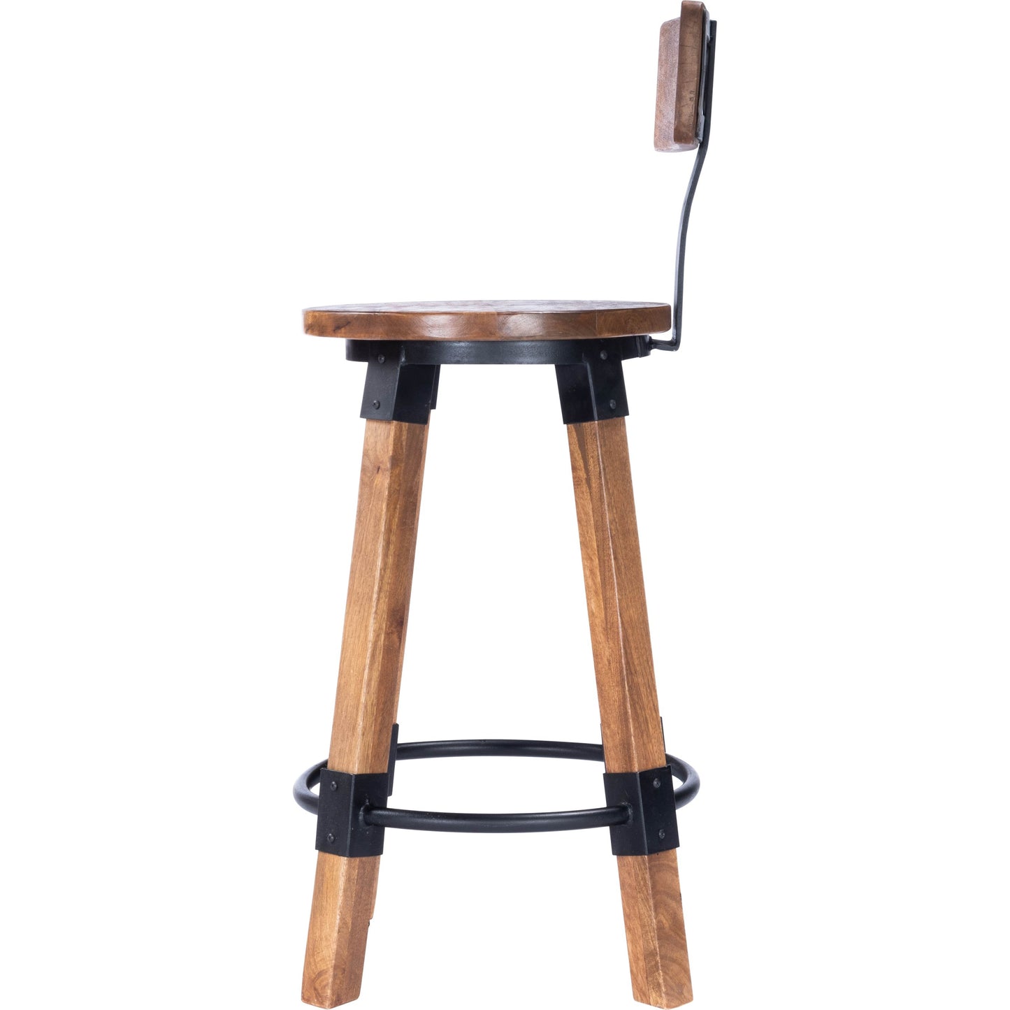 005 SR-789721 | Additional Silo | Masterson Counter Stool by Butler Specialty Company in natural wood and industrial chic. Made from mango wood, iron: black metal finish, seat height 27" h in a rustic style.