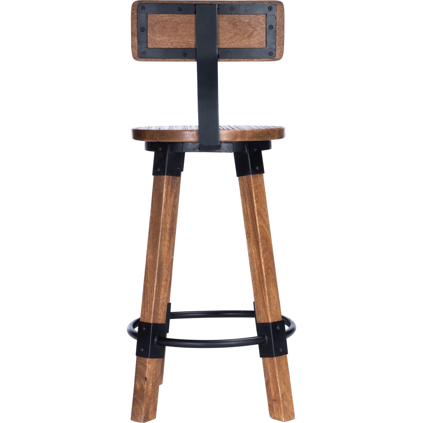 003 SR-789721 | Additional Silo | Masterson Counter Stool by Butler Specialty Company in natural wood and industrial chic. Made from mango wood, iron: black metal finish, seat height 27" h in a rustic style.