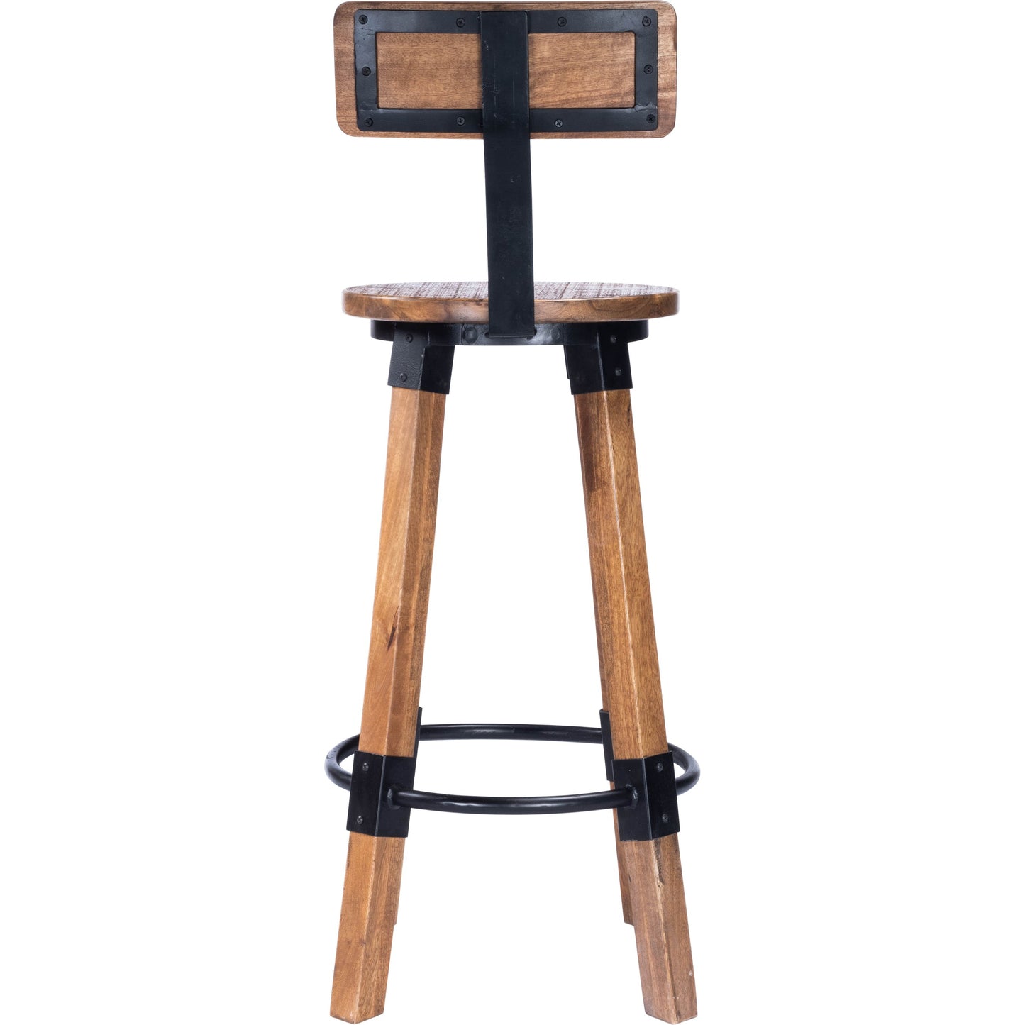 003 SR-789719 | Additional Silo | Masterson Bar Stool by Butler Specialty Company in natural wood and industrial chic. Made from mango wood, iron: black metal finish, seat height 37" h in a rustic style.