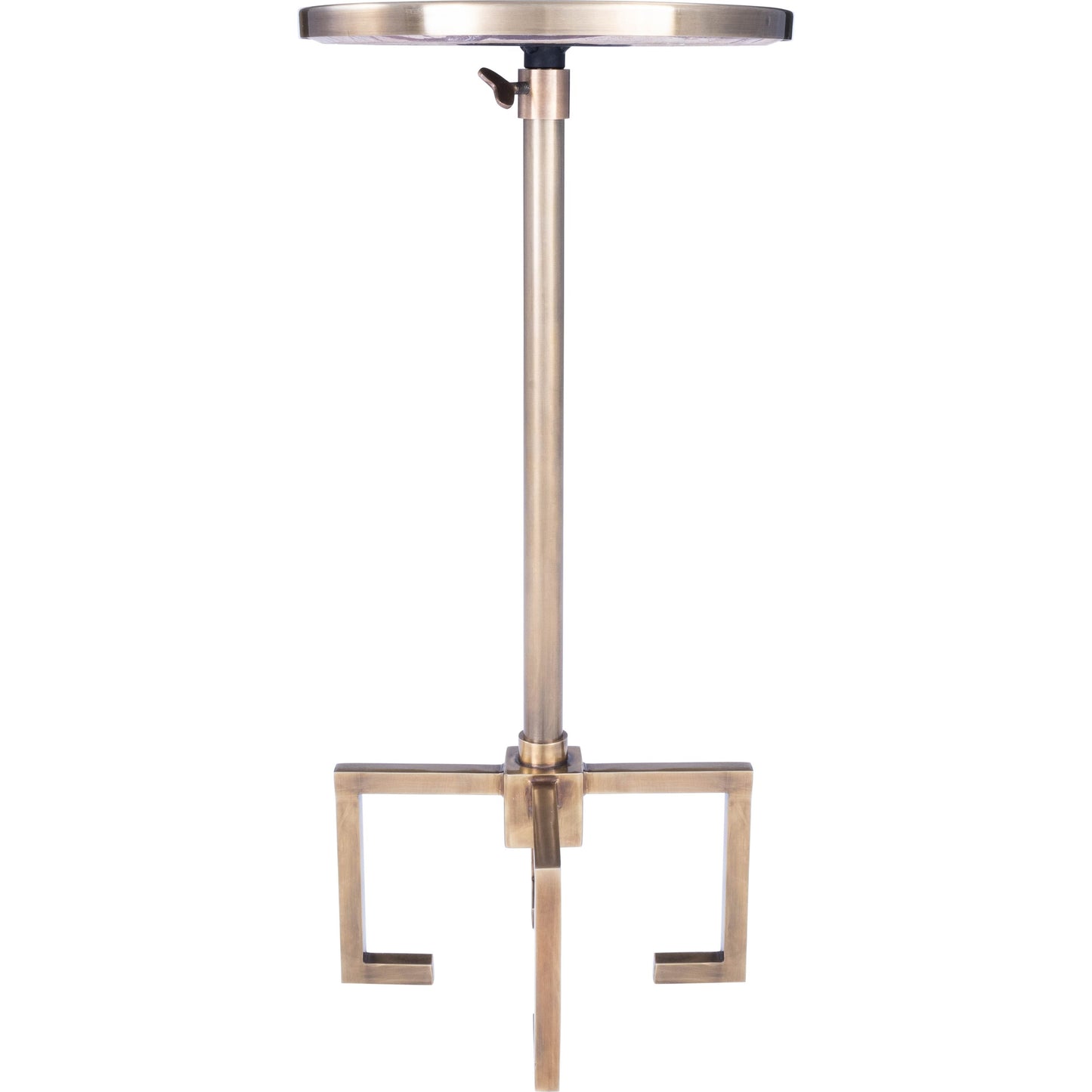 003 SR-789718 | Additional Silo | Mash End Table by Butler Specialty Company in gold and antique gold. Made from red vein marble in a modern style.