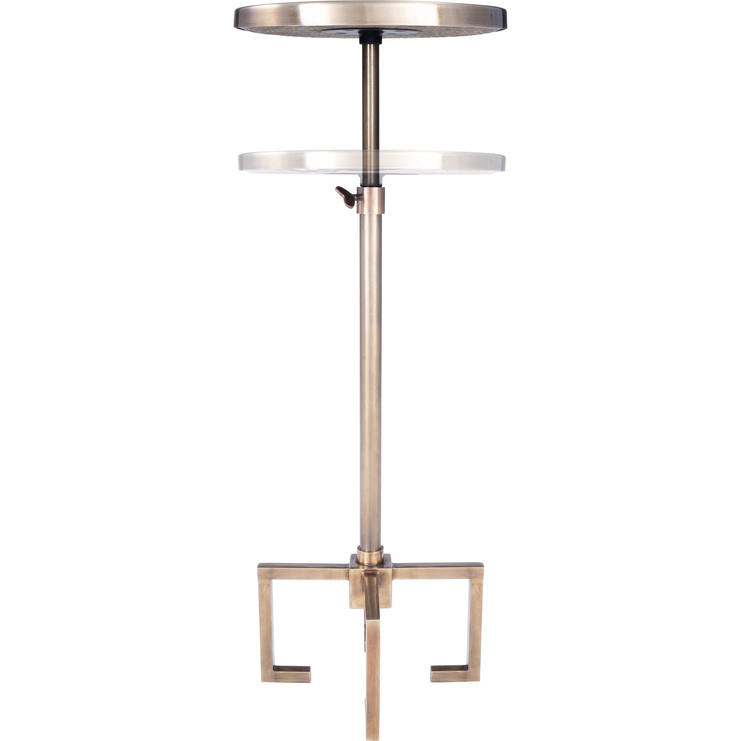 002 SR-789718 | Additional Silo | Mash End Table by Butler Specialty Company in gold and antique gold. Made from red vein marble in a modern style.