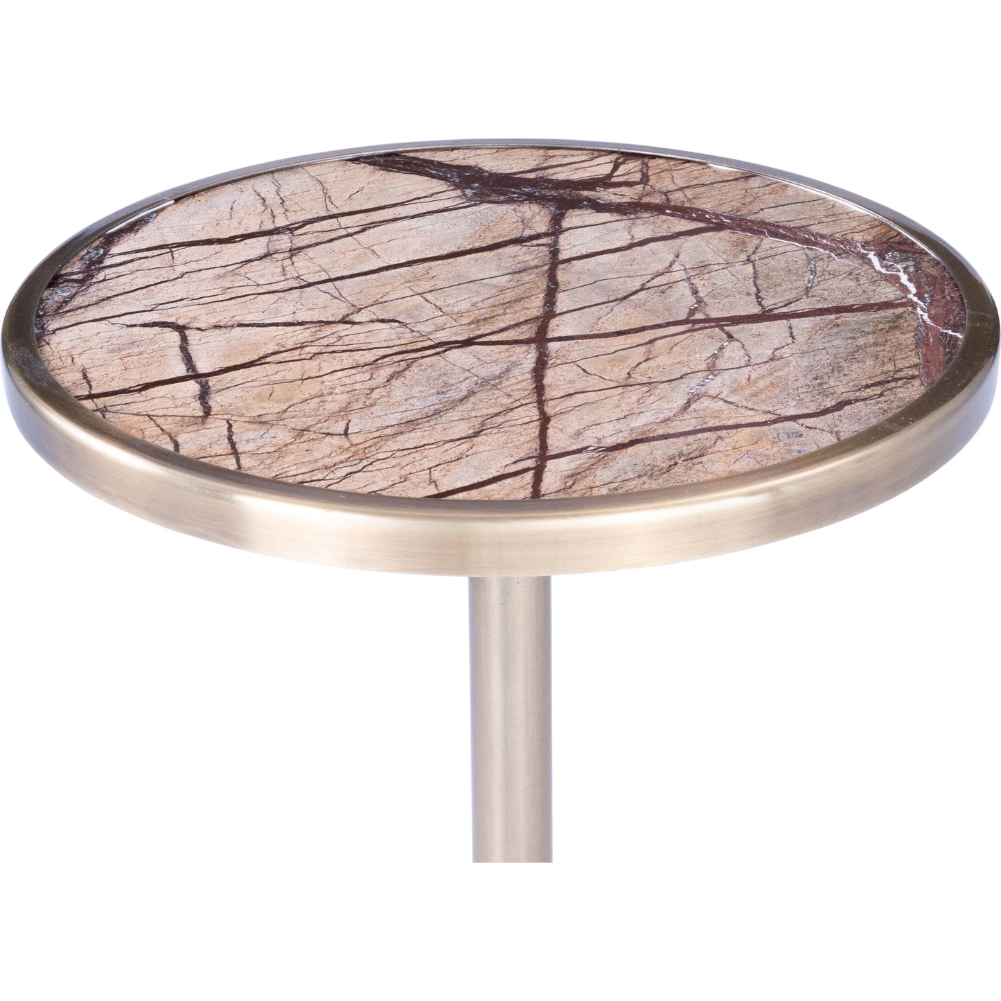 005 SR-789718 | Additional Silo | Mash End Table by Butler Specialty Company in gold and antique gold. Made from red vein marble in a modern style.