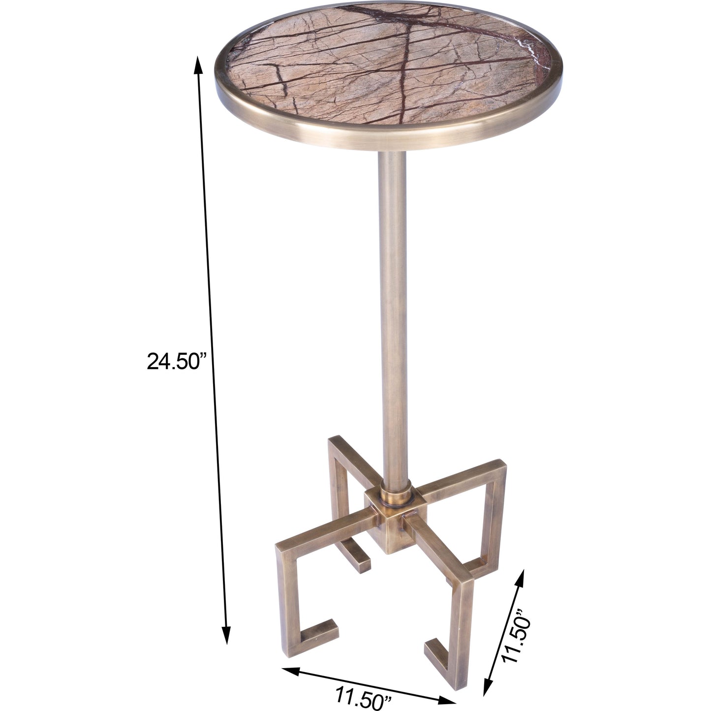 008 SR-789718 | Additional Silo | Mash End Table by Butler Specialty Company in gold and antique gold. Made from red vein marble in a modern style.
