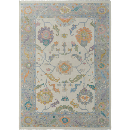 Karina Transitional & Botanical Rug - 90969G9F by Feizy in ivory, orange, blue. Made from wool in a unique style.