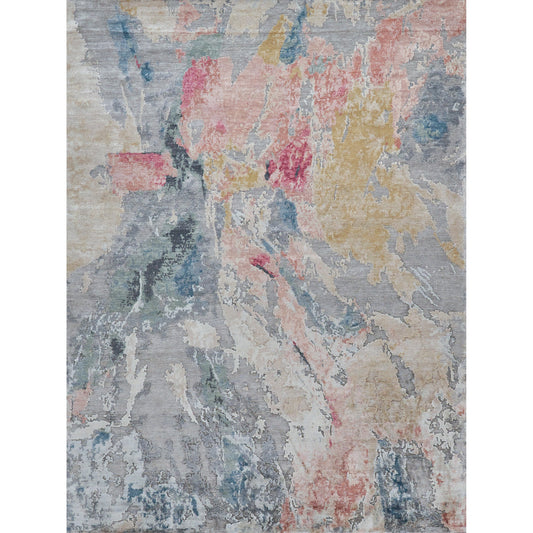 001 SI-2101733,SI-2101734,SI-2101735,SI-2101736,SI-2101737,SI-2101738,SI-2293828,SI-2384458 | Primary Silo | Floor Art Rug III by Exquisite Rugs in silver, blush. Made from bamboo silk in a unique style.