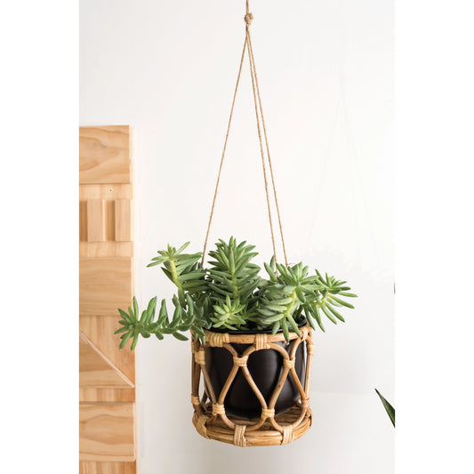 Boca Hanging Pot by Accent Decor in black. Made from wood in a cottage & farmhouse style.
