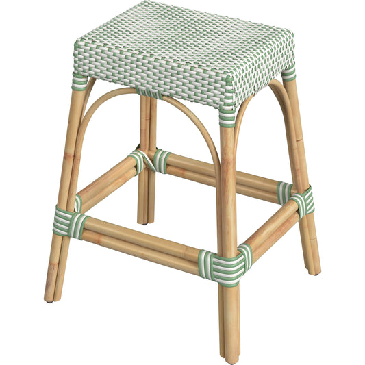 Robias Counter Stool by Butler Specialty Company. Made from rattan, polyurethane synthetic rattan in a coastal style.