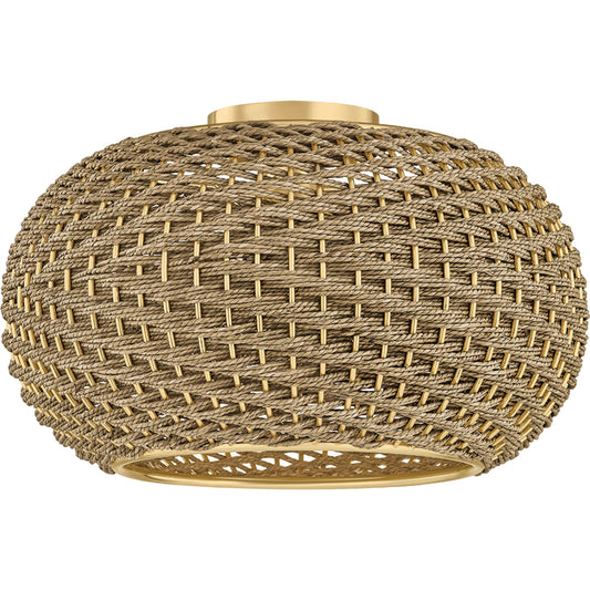 001 SI-2374407 | Primary Silo | Penarth Flush Mount by Hudson Valley in aged brass. Made from natural woven in a rustic style.
