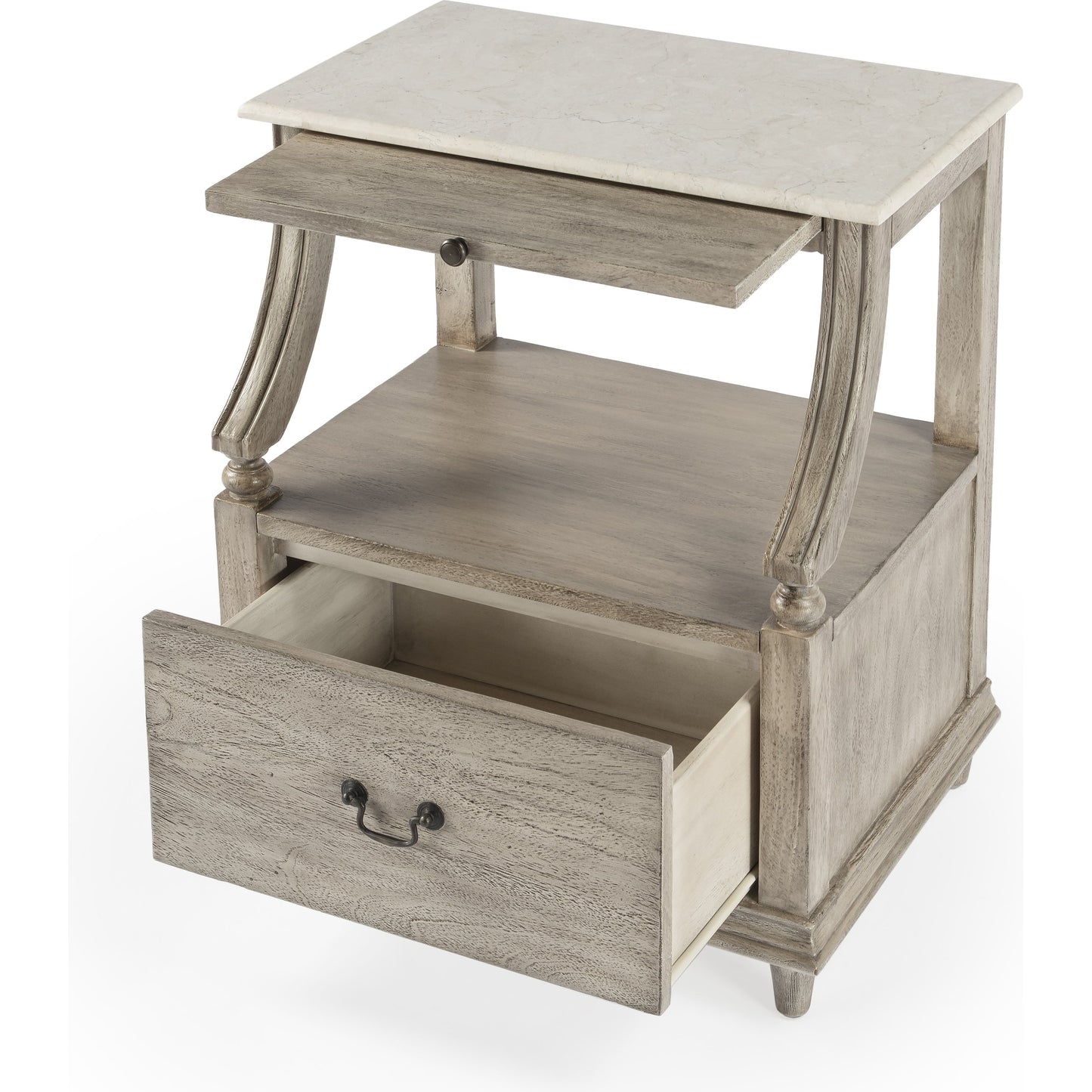 012 SR-910323 | Additional Silo | Danielle Nightstand by Butler Specialty Company. Made from marble, mahogany wood, mdf, mahogany veneer in a traditional style.