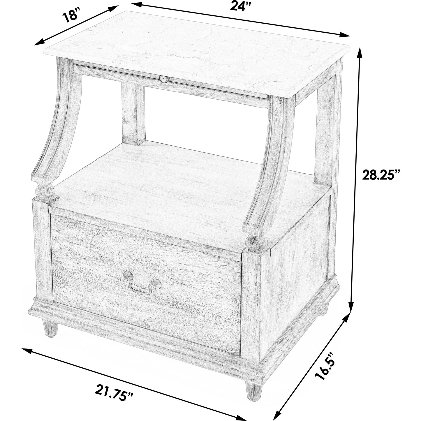 002 SI-2077731 | Additional Silo | Mabel Marble 1 Drawer Nightstand by Butler Specialty Company in tan/beige and sandalwood beige. Made from marble, mahogany wood, mdf, mahogany veneer, plywood in a cottage & farmhouse style.