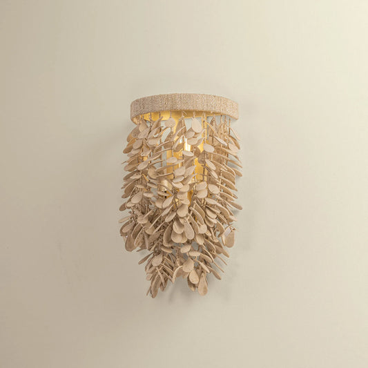 Naxos Wall Sconce by Corbett in vintage gold leaf. Made from unique in a modern style.