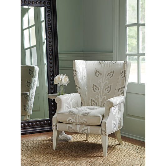 Newton Pattern Wing Chair by Barclay Butera in whitewash. Made from unique in a transitional style.