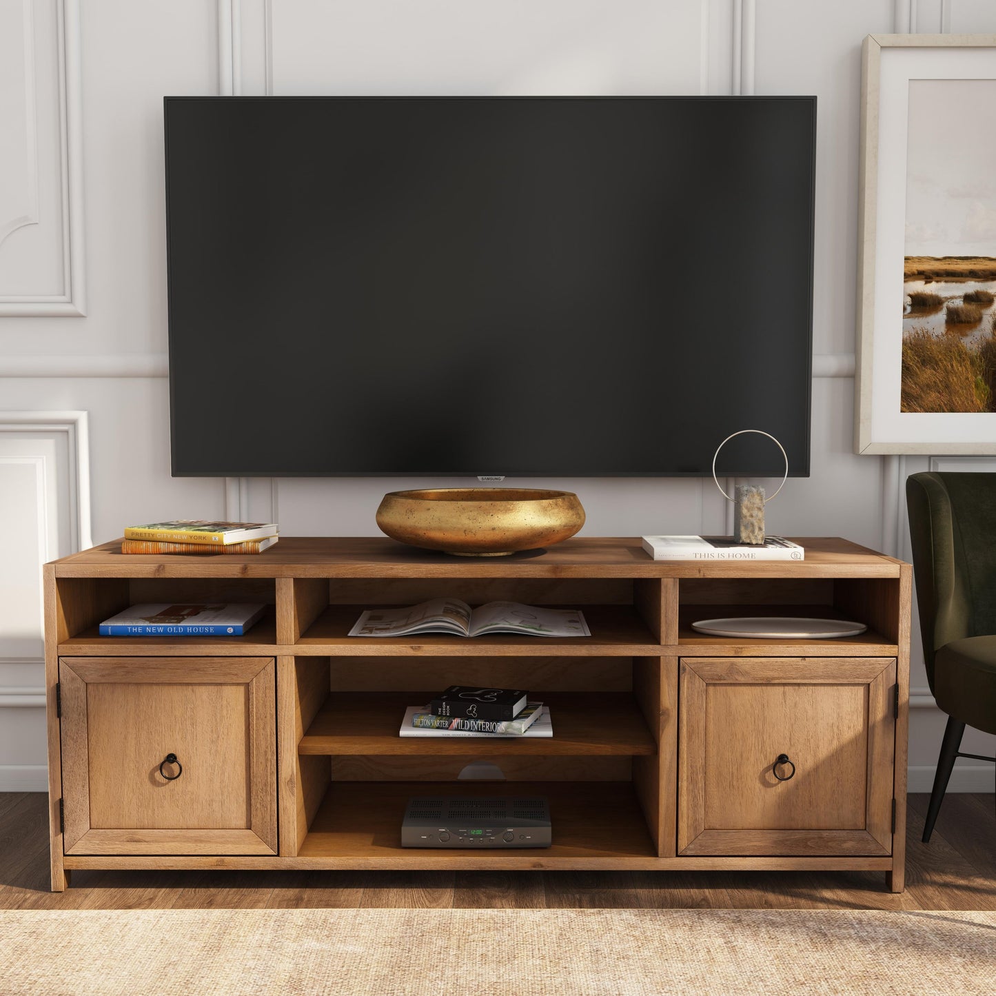 011 SI-1822329 | Lifestyle | Lark TV Stand by Butler Specialty Company in natural wood. Made from acacia, mdf, acacia veneer in a modern style.