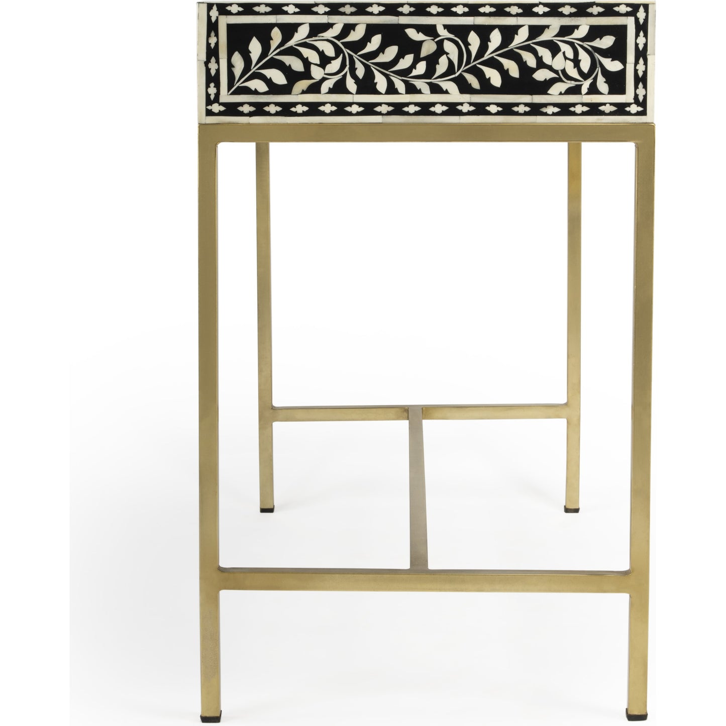 003 SR-910333 | Additional Silo | Perilla Writing Desk by Butler Specialty Company in black and white,gold and black bone. Made from bone inlay, mdf, resin, iron, mango wood in a eclectic & global style.