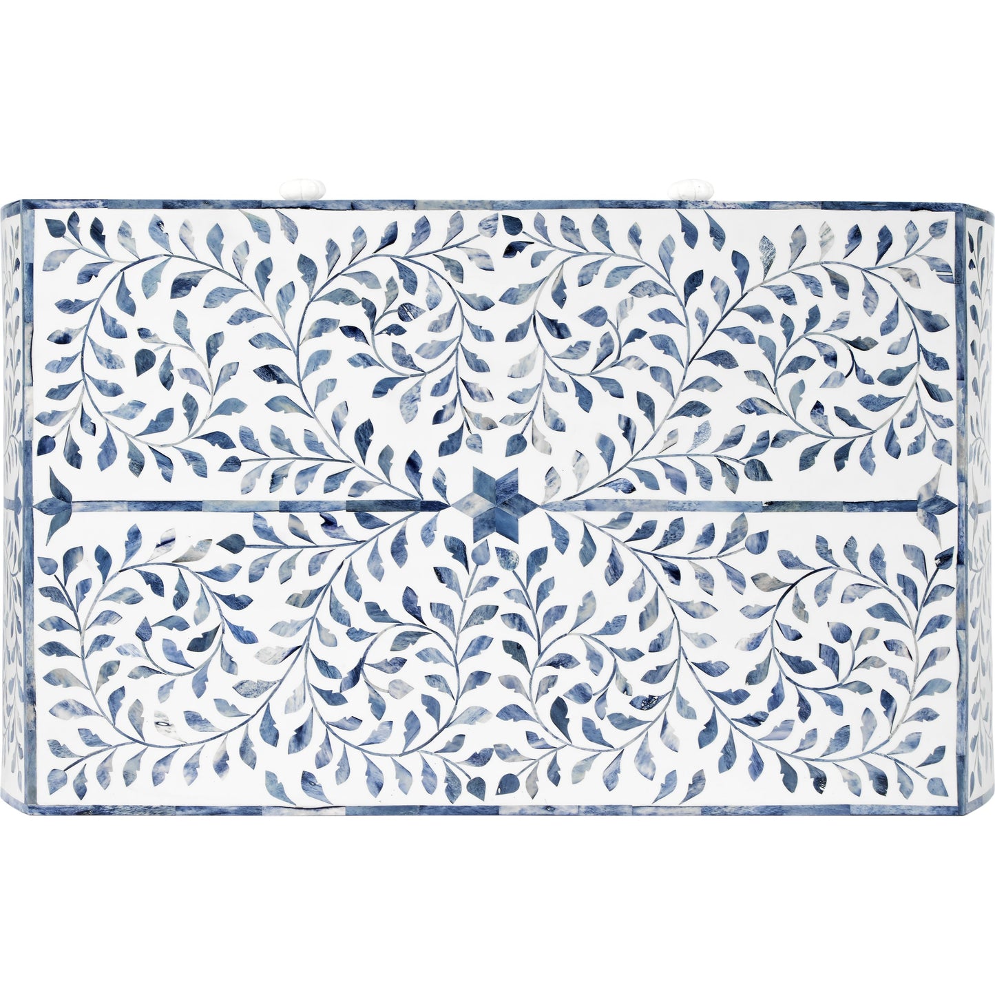 007 SR-910349 | Additional Silo | Trubadur Chest by Butler Specialty Company in white and blue and blue, white bone. Made from bone inlay, mdf, resin, mango wood in a cottage & farmhouse style.