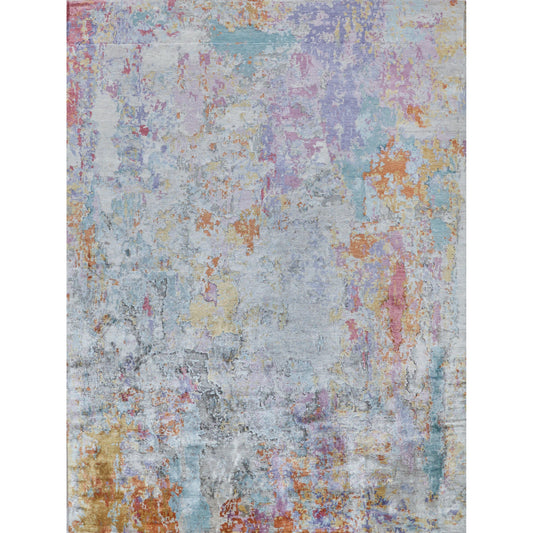 Floor Art Rug by Exquisite Rugs in ivory, multi. Made from bamboo silk in a unique style.