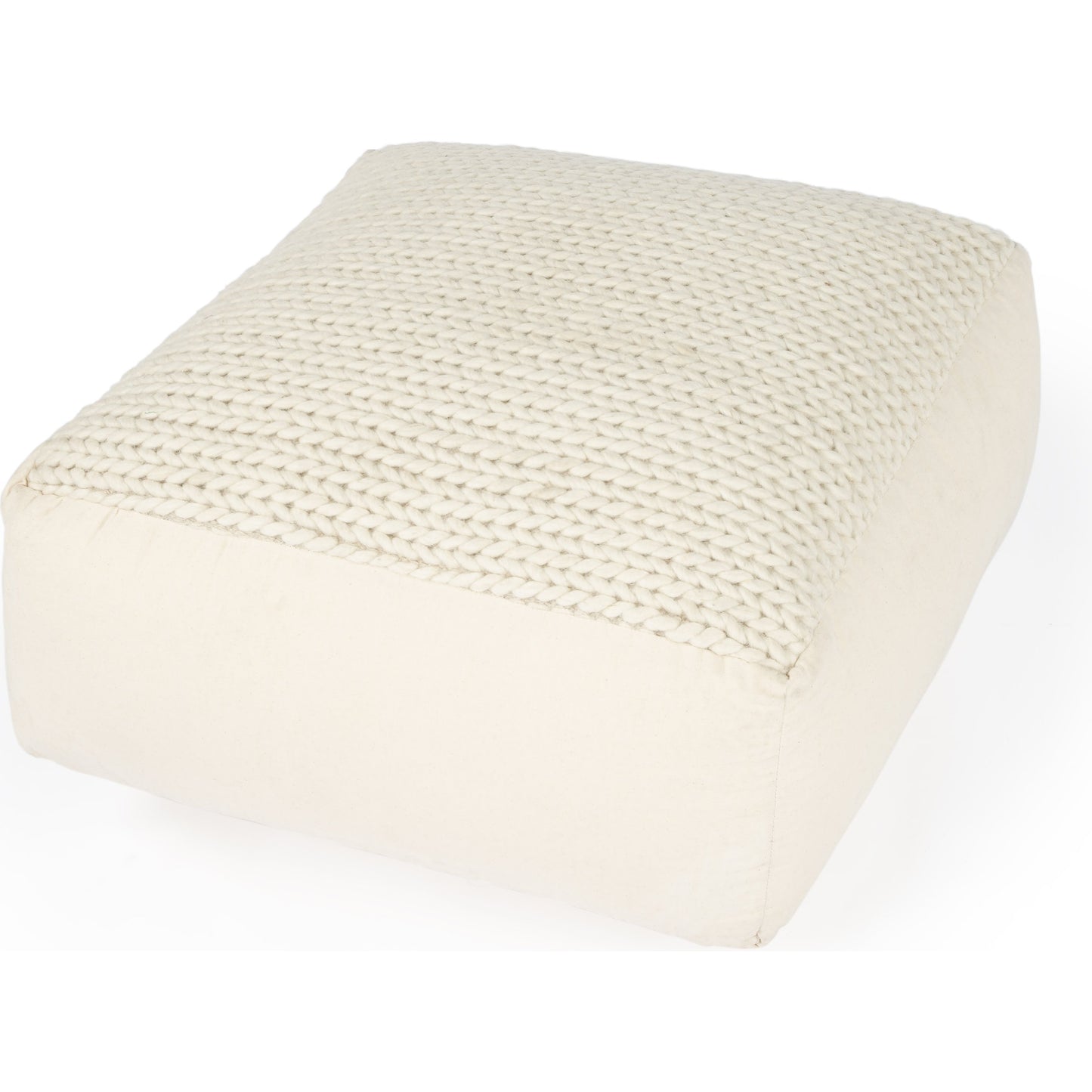 001 SR-910327 | Additional Silo | Fernandos Pouffe by Butler Specialty Company in cream,ivory and beige diamond. Made from cotton, wool, thermocol beans in a modern style.