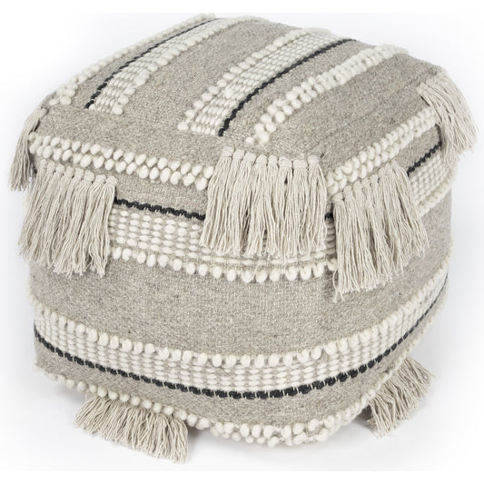 Realisa Pouf by Butler Specialty Company in gray and gray. Made from cotton -wool shell, filling: thermocol beans in a eclectic & global style.