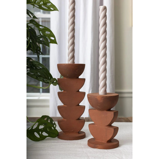 Cadwell Candle Holder by Accent Decor in terracotta. Made from ceramic in a modern style.